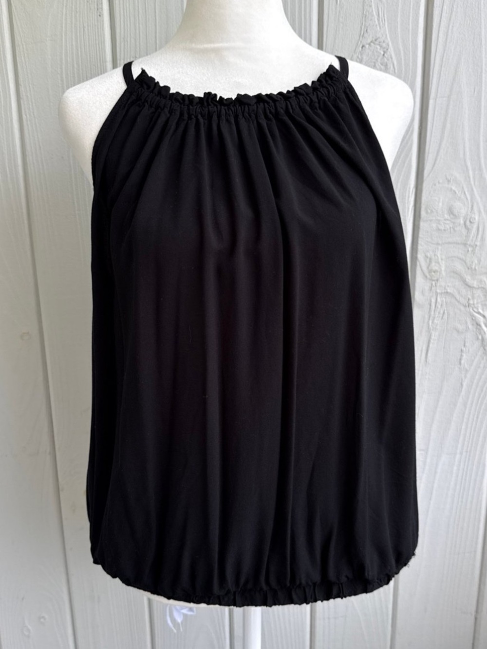 NWOT LOFT Black Gathered Halter Tank Top